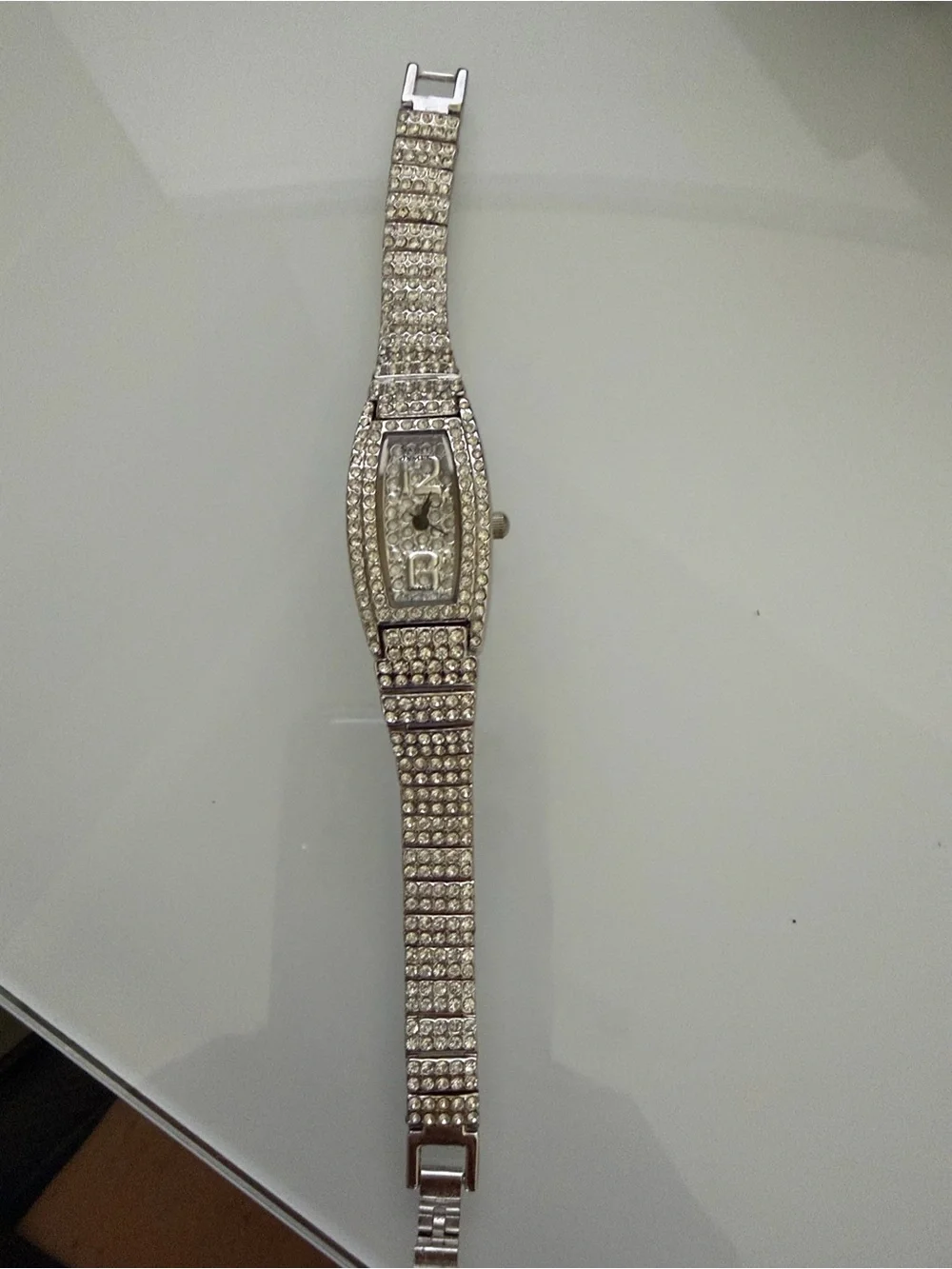 Saint James Vintage Quartz Silver Crystal-Embellished Women's Bracelet Watch